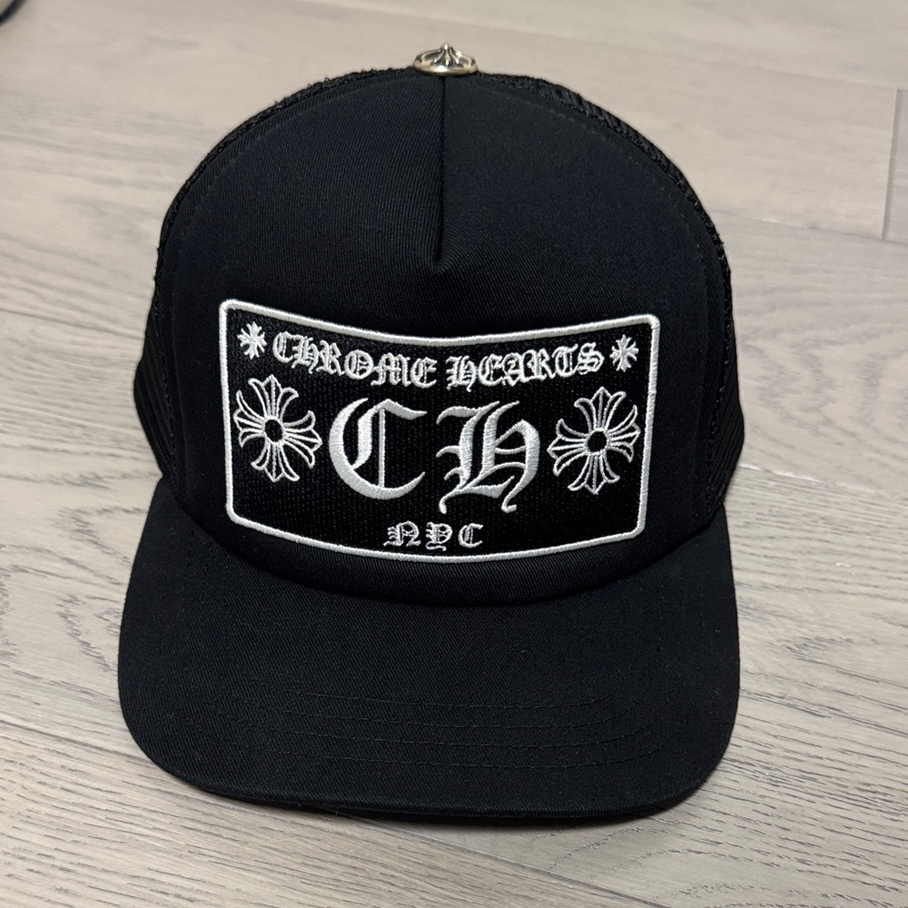 Chrome Hearts Black Cap with White Embroidery